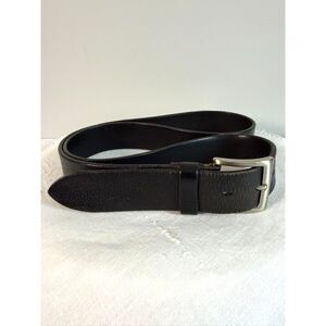 Trafalgar Black Italian Leather Belt Men's 38 Solid Brass Buckle Made In Italy